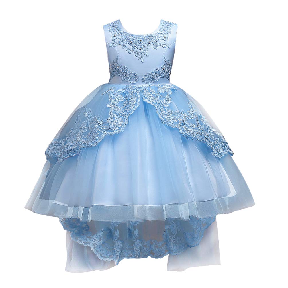 jianlanptt 花朵女孩正式婚礼伴娘派对生日礼服 浅蓝色 3-4 years